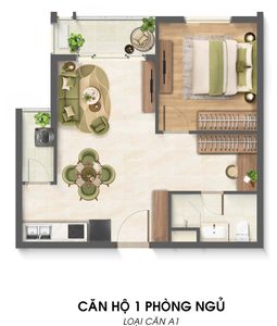 layout căn hộ 1 phòng ngủ