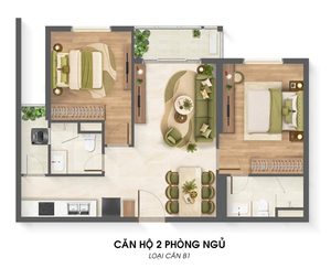 layout căn hộ 2 phòng ngủ